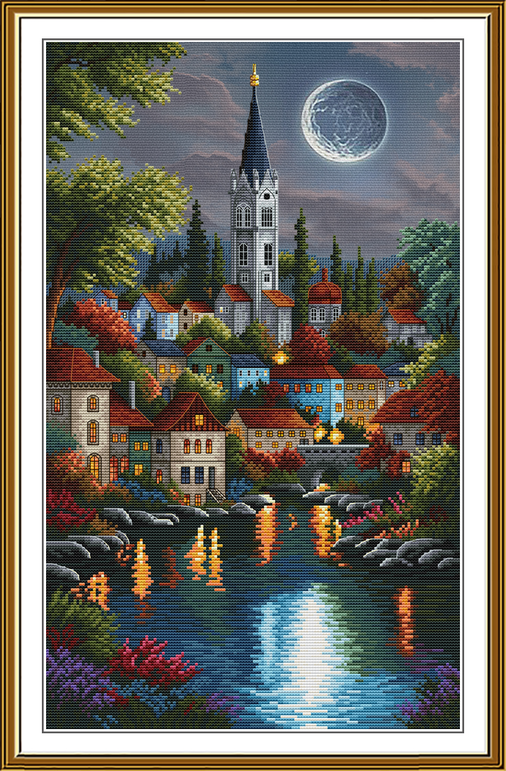 CP3474 Moonlight  cityscape