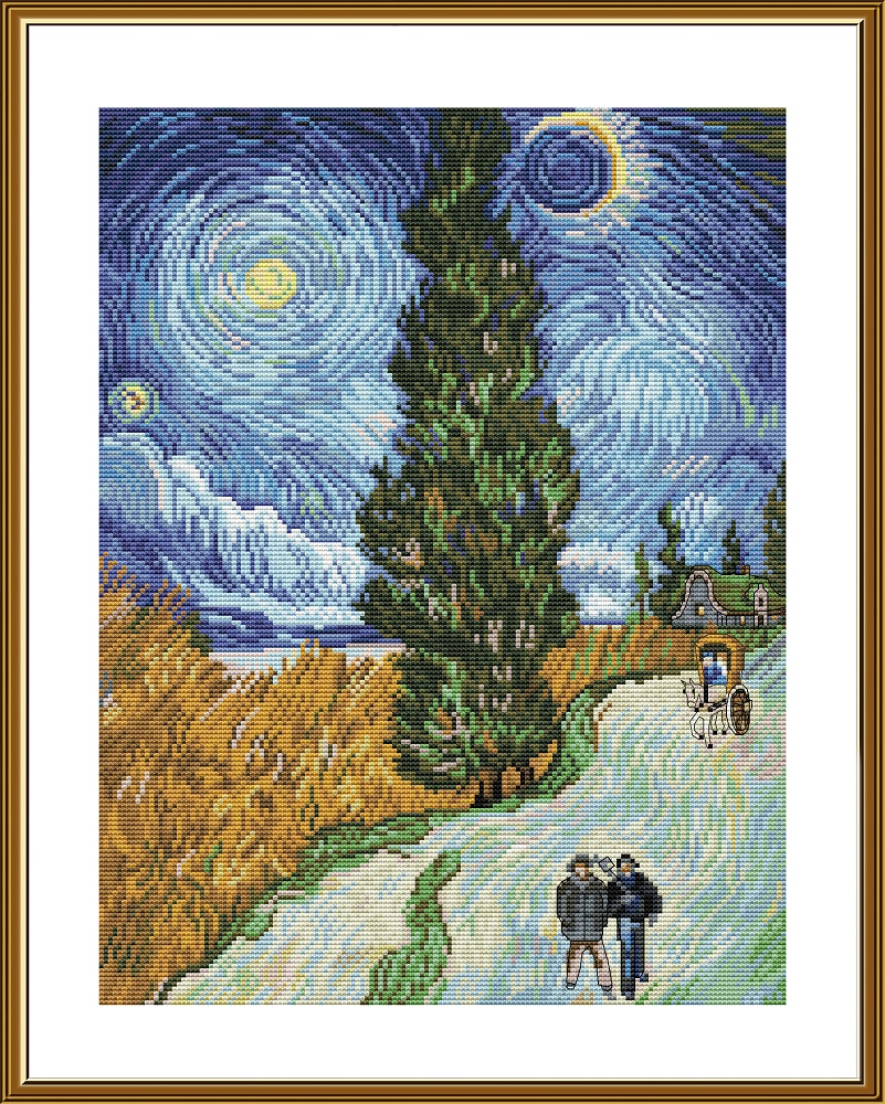 НВ3123 Road with cypresses