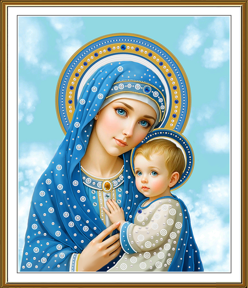 HK3347 Our Lady in Blue with the Holy Child